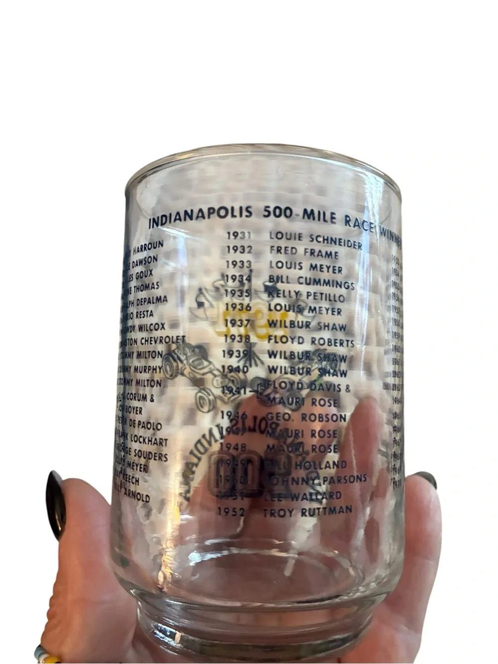 Indianapolis 500 1971 Vintage Racing Glass - Blue & Yellow